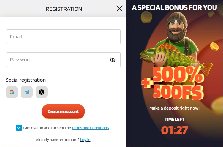 Lucky Mister Casino registration form