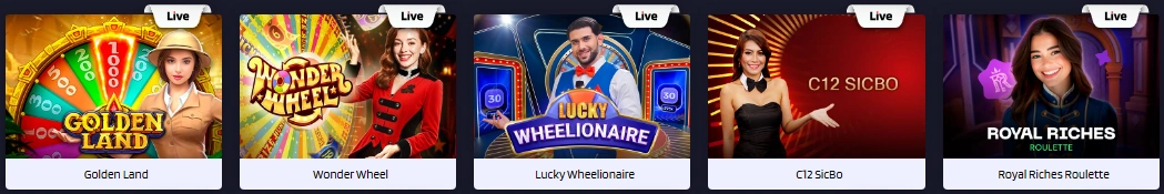 Top live casino games selection